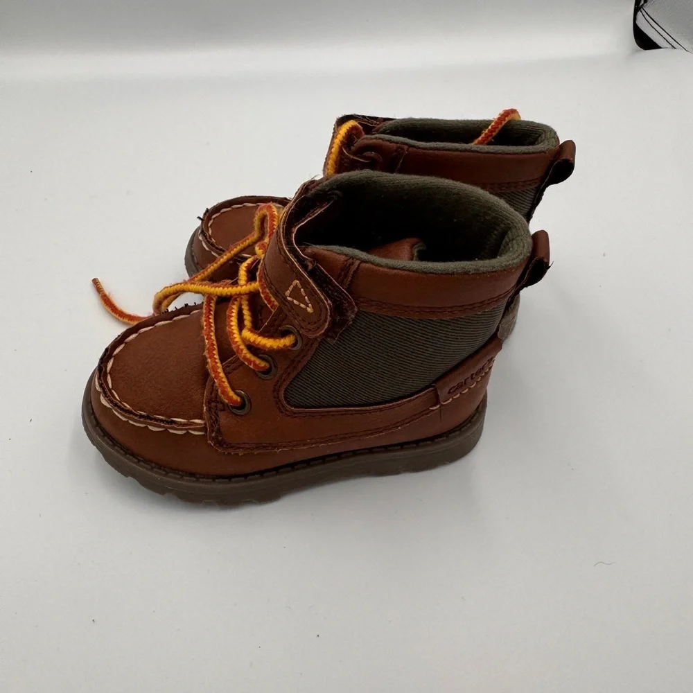 Carter's Toddler Boy Size 6 Brown High Top Boots with Gold Laces
